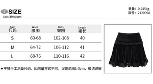 Goth Mall Gothic Aesthetic Velvet Pleated Mini Skirts Women Vintage Harajuku <strong>Emo</strong> Alt <strong>Clothes</strong> High Waist Lace Ruffles Skirt - Product Image 6