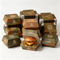 Boîte en carton personnalisée pour la restauration rapide, pliable, pour frites, poulet, hamburgers, à emporter, avec logo imprimé