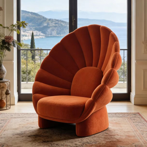 Fauteuil Coquille Moderne de Luxe en Velours, Mobilier de Salon Nordique, Canapé <span class=keywords><strong>d</strong></span>'<span class=keywords><strong>Appoint</strong></span> Festonné, Chaise Longue Occasionnelle Monoplace - Product Image 6