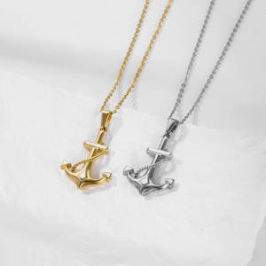 Pendentif ancre de bateau pour homme Collier pendentif ancre en acier inoxydable émail blanc noir Collier ancre d'amarrage marine nautique - Product Image 2