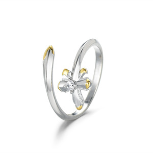 Cross Shape <b>Adjustable</b> <b>Ring</b> With Zircon Prong Setting Unisex Jewelry Gift - Product Image 5