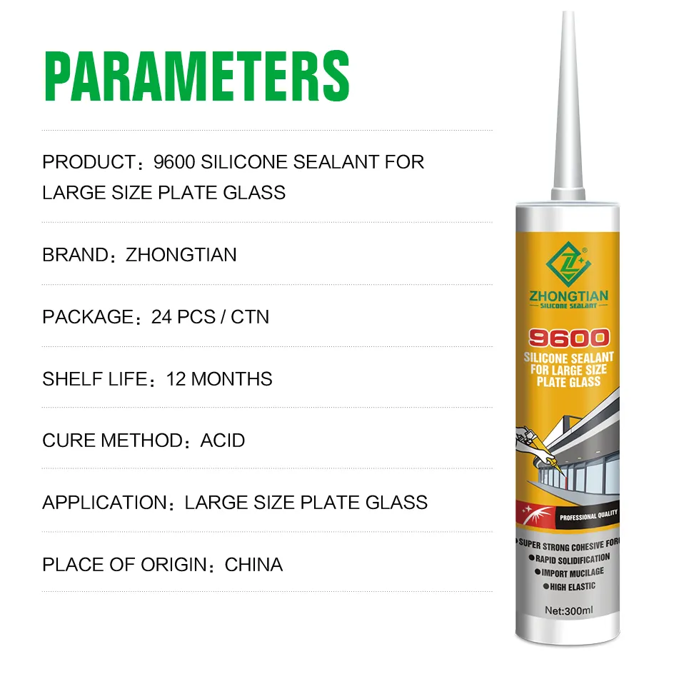 ZHONGTIAN 코킹 반투명 실리콘 실란트 아세트산 중국 공급 업체 산성 고온 저항 방수 화이트 350 G