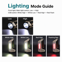 Projecteur LED portable P70 500M, 7200mAh, 4x18650, lampe latérale COB, lumière d'avertissement rouge, chasse en extérieur