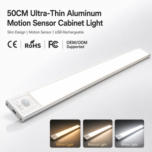 Luz LED Inalámbrica de Aluminio para Gabinete de 50CM, Súper Brillante, Regulable, Recargable, con Sensor de Movimiento, Iluminación Bajo Gabinete, OEM ODM - Product Image 1