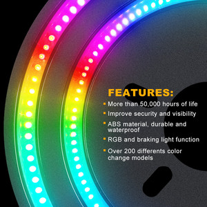 2 phares de freinage RGB à Double anneau, <span class=keywords><strong>feu</strong></span> arrière LED, pour Jeep Wrangler JK 2007 — 2018 et 2018 JW JL/JLU 3e génération - Product Image 2