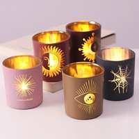 Mini bougie en verre pour festival transfrontalier, soleil, lune, étoiles, yeux, toile d'araignée, personnalisation pour les décorations de boules de Noël