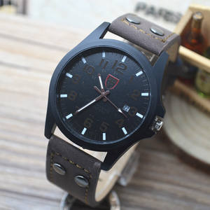 Ccw313 Quartz Chronograaf Zwarte Wijzerplaat Mannen Polshorloges Kalender Lederen Band Mannen Grote Wijzerplaat Quartz Horloge Mannen Horloge - Product Image 2