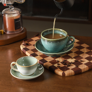 Tasses à espresso en céramique de 220 ml et 320 ml avec poignée à motif et soucoupe, idéales pour le thé de l'après-midi, vente en gros pour cadeaux en Arabie Saoudite - Product Image 3