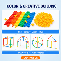 Ensemble de blocs de construction éducatifs en plastique coloré en gros, jouet d'empilage et d'interverrouillage en ABS pour la maternelle et la science, la technologie, l'ingénierie et les mathématiques (STEM)