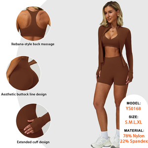 Set Sportivo Personalizzato con LOGO, 4 Pezzi, Abbigliamento da <span class=keywords><strong>Donna</strong></span> per Atletica, Fitness, Yoga, Allenamento, Completi da Palestra per <span class=keywords><strong>Donna</strong></span> - Product Image 3