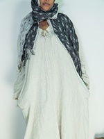 Abaya élégante en lin beige avec ensemble hijab imprimé noir, abaya noire décontractée ample pour femmes, robe musulmane pour femmes