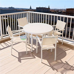 आउटडोर एल्यूमीनियम गोल टेबल वाटरप्रूफ गार्डन पैटियो पिछवाड़े खाली भोजन मेज और कारखाने मूल्य के साथ कुर्सी सेट - Product Image 1