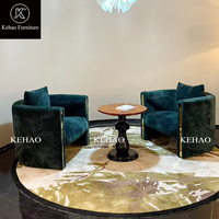 Fauteuil d'appoint en velours de luxe avec finition métallique dorée, canapé simple moderne pour salon, villa, hôtel