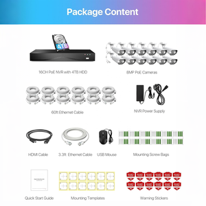 ชุดกล้องวงจรปิด 32CH NVR CCTV 4K 8MP HD พร้อมระบบ POE  ประกอบด้วยกล้องทรงกระบอก 16 ตัว สำหรับภายนอกอาคาร กันน้ำ  พร้อมระบบตรวจจับใบหน้า  H.265  ฮาร์ดดิสก์ 4TB - Product Image 6