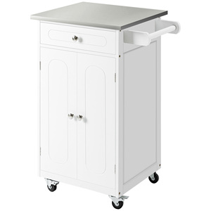 Carrito de cocina de diseño moderno Acero inoxidable y material de roble - Product Image 1