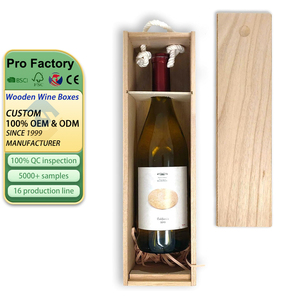 Rượu vang sang trọng hộp gỗ đơn thanh lịch Hộp rượu bằng gỗ với nắp và dây thừng xử lý - Product Image 2
