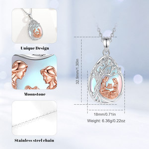 Collana con Ciondolo Albero della Vita in Ottone e Pietra <span class=keywords><strong>di</strong></span> Luna a Forma <span class=keywords><strong>di</strong></span> Cuore per <span class=keywords><strong>Mamma</strong></span> e Figlia, Nonna, Giornata della <span class=keywords><strong>Mamma</strong></span> - Product Image 2