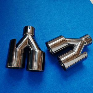 Punta de escape doble de <span class=keywords><strong>3</strong></span>.5 pulgadas, cromo negro, acero inoxidable 304, embellecedor de parachoques trasero, tubo de escape para coche - Product Image 3