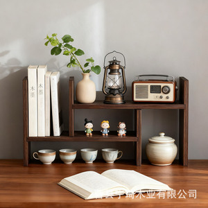 New solid wood <b>desktop</b> <b>shelf</b> for coffee cups and tea sets, corner bookshelf, dining table storage rack - Product Image 1