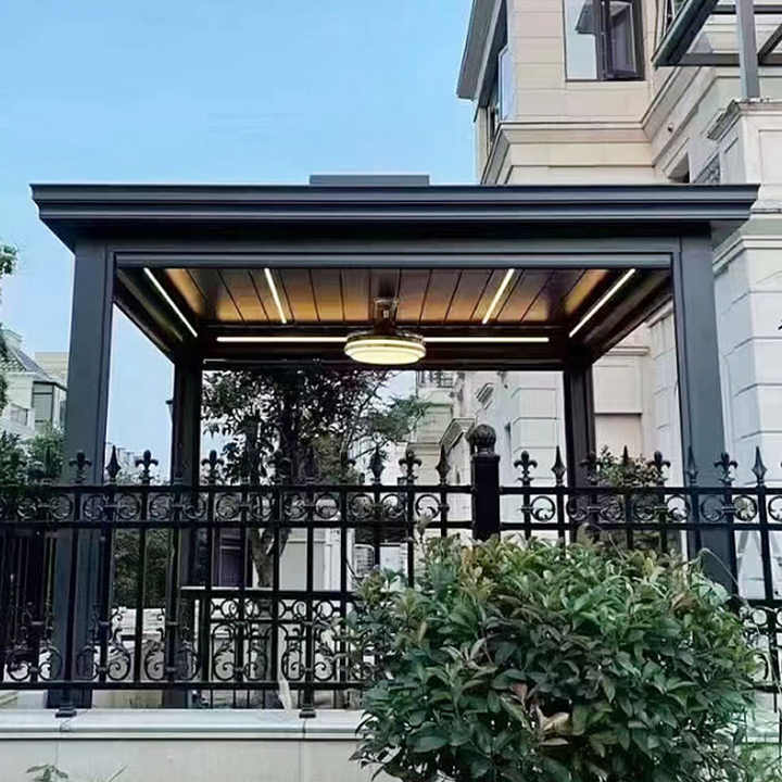 European Style Simple Electric Shutter Outdoor Leisure Pavilion with Intelligent Remote Control