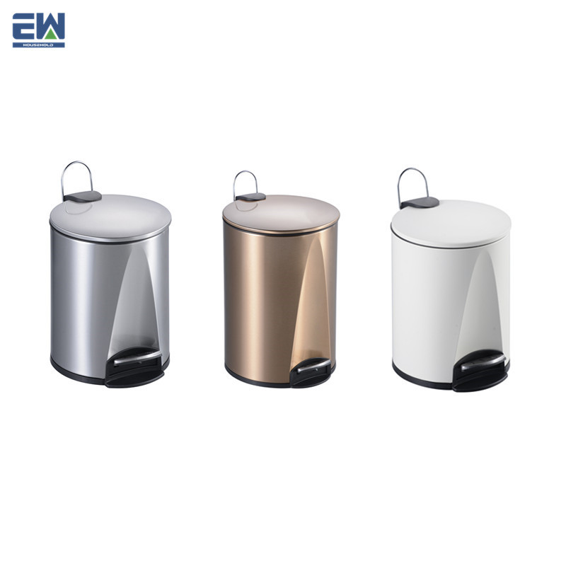 Design de mode Amazon Top Vente Poubelle À Pédale/5L Ronde En Acier Inoxydable de Stockage de Déchets Poubelle