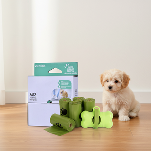 Sacs à déjections canines biodégradables roses parfum lavande avec distributeur, extra épais et résistants, en amidon de maïs mélangé, pour chiens - Product Image 1
