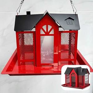 Nichoir vintage en fer forgé vieilli avec ornement d'oiseau, boîte à oiseaux suspendue résistante aux intempéries <span class=keywords><strong>pour</strong></span> la décoration extérieure de jardin et d'arbres - Product Image 1