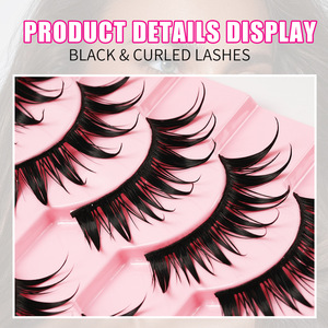 En gros, Cils en bande réutilisables en fibres végétales faits main, effet mouillé <span class=keywords><strong>Manga</strong></span> Clear Band, aspect naturel effilé, style anime, effet lumineux dans le noir - Product Image 3