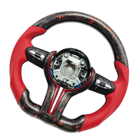 Volant en fibre de carbone forgé pour BMW M3 M4 M5 F32 F80 F30 F10 E70 E90, volant en cuir perforé rouge