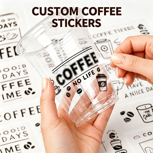 Rouleau d'autocollants promotionnels d'usine personnalisés pour sacs à café, tasses, bouteilles, emballages alimentaires, étiquettes logo, autocollants décoratifs imperméables de remerciement - Product Image 2