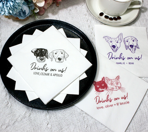 Serviettes de cocktail personnalisées en papier jetable bleu clair avec monogramme imprimé en feuille d'aluminium pour mariage - Product Image 5