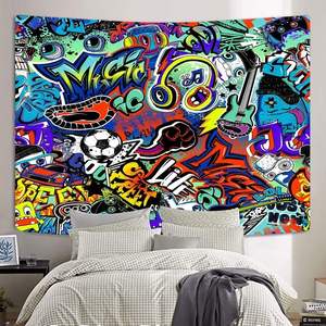 <span class=keywords><strong>Tapisserie</strong></span> <span class=keywords><strong>Graffiti</strong></span> de rue moderne Musique de rue urbaine créative Hip Hop Hippie Art Tapisseries <span class=keywords><strong>Tapisserie</strong></span> colorée amusante en stock - Product Image 4