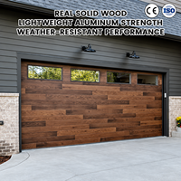 Porte de garage sectionnelle moderne 9x7/10x8, structure stable résistante aux intempéries, bois naturel, alliage d'aluminium, thermique