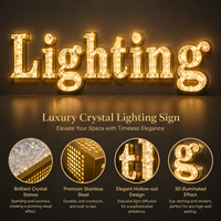 Enseigne LED personnalisée remplie de cristaux, lettres lumineuses en acier inoxydable, signalétique de luxe pour logo d'entreprise pour devanture de magasin