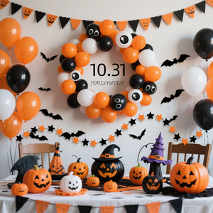 Kit d'arche de ballons gonflables pour décorations de fête, déguisements d'Halloween, avec support, thème citrouille et chauve-souris - Product Image 4