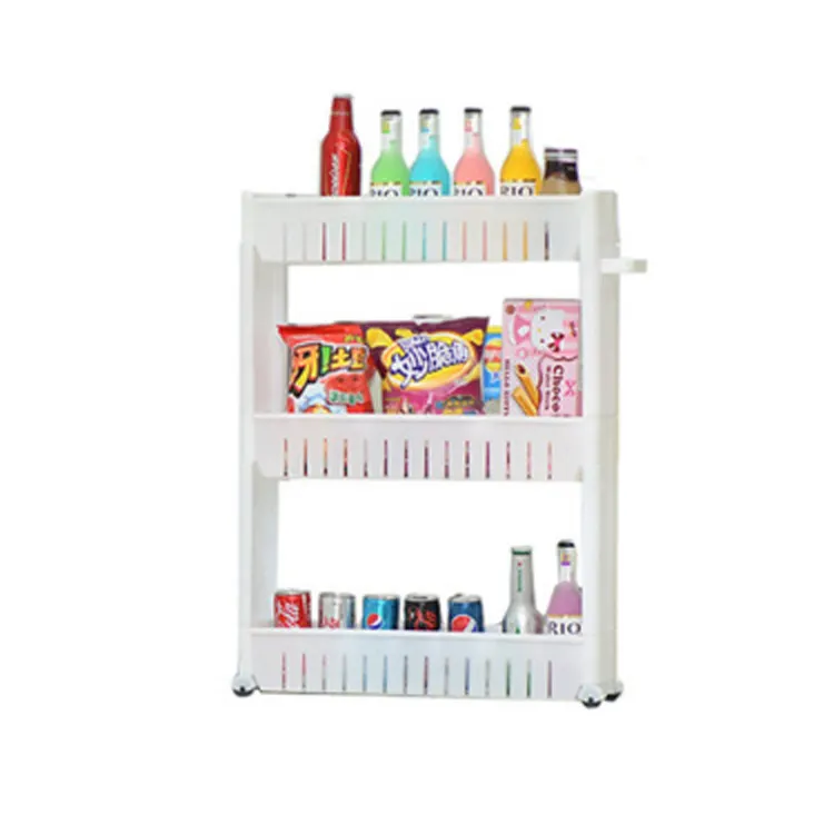 3 Tiers Plastic Huis Keuken Ruimtebesparende Opslag Gereedschap Houder Plank Rack Organizer Naast Koelkast Met Wielen