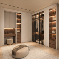 Armoire de chambre moderne sur mesure en contreplaqué, réglable et portable, avec panneaux en verre pour villa - Vente en gros