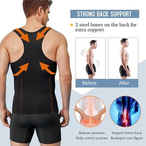 Invisible Slimming <strong>Men's</strong> <strong>Tank</strong> <strong>Top</strong> Adjustable 3-<strong>Row</strong> Hook-and-Eye Breathable Mesh Abdomen &amp; Chest Compression Body Shaper - Product Image 2
