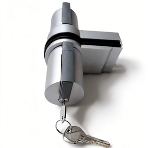 Key Open Durable Zinc Alloy Powder Coated Round Lock for Partition Glass <strong>Door</strong> Central <strong>Knob</strong> <strong>Black</strong> &amp; White 8-12mm Thickness - Product Image 1
