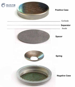 Boîtier de pile à boutons en acier inoxydable 304, <span class=keywords><strong>CR2032</strong></span>, avec espaceur et ressort - Product Image 1