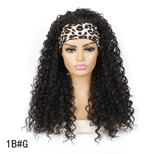 Perruque tressée longue et bouclée avec bandeau, en fibre synthétique résistante à la chaleur, noir naturel, pour femmes, usage quotidien, fête, cosplay - Product Image 2