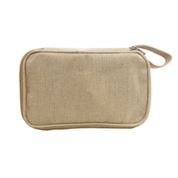 Pochette de maquillage en jute personnalisée professionnelle, écologique, en toile de jute, avec monogramme brodé, organiseur de voyage