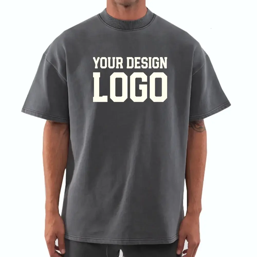 Ringer Trendy Merk Custom Logo Grafische T-Shirts Op Maat Bedrukt 100% Katoenen T-Shirt Heren Oversized T-Shirt Voor Mannen