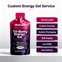 Gel énergétique à la caféine Metrand Tri-Berry 32g OEM ODM Marque privée Complément nutritionnel sportif pour la course à pied et l'endurance
