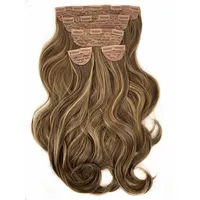 Хорошее качество 22 дюймов Длина объемная волна волос клип в Синтетические пряди для наращивания волос и парики