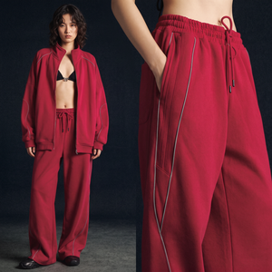 OEM Custom High Quality Casual Athletic Women Tracksuit 8049 Full Zip Sweatshirt Stand Collar Jogger Sweat Suit 2 Piece <b>Set</b> - Product Image 3
