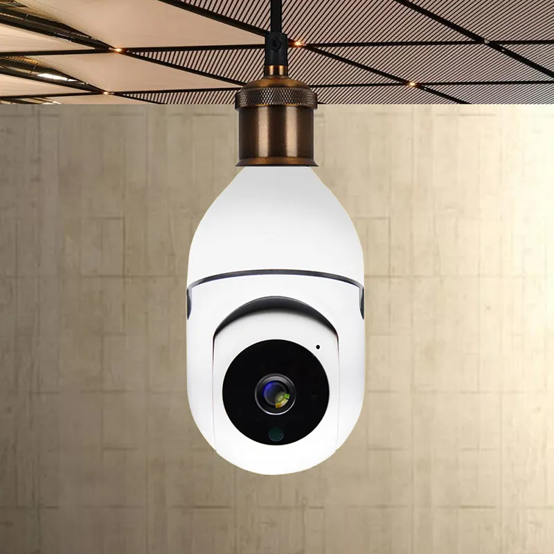 Kamera CCTV 720P penglihatan malam, Ycc365 plus keamanan pelacakan otomatis dalam ruangan, kamera Mini WiFi PTZ dengan soket E27 bohlam