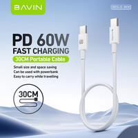 BAVIN venta al por mayor barato CB274 30cm escasez PD 60W Usb-c carga rápida C A c Datos Usb C Cable para banco de energía