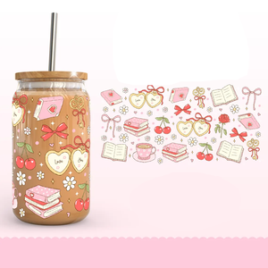 Coquette Princess Palace Libbey Glass Teacup Tumbler Cute Pink Castle Mirror Crown Bow Design UV DTF Wrap Transfer Bolsas de impresión - Product Image 3