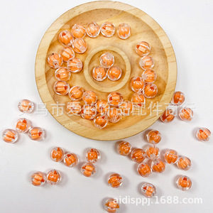 Pumpkin Colored Inner <b>Beads</b> 10mm Round <b>Plastic</b> Resin Scattered <b>Beads</b> For DIY Jewelry Making Bracelets Necklaces - Product Image 1